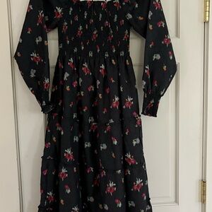 Hillhouse Home Naomi Nap Dress,
Black ikat floral crushed taffeta